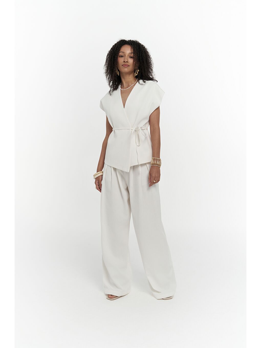 Sorrenio Ekru Yelek Pantolon Takım-3