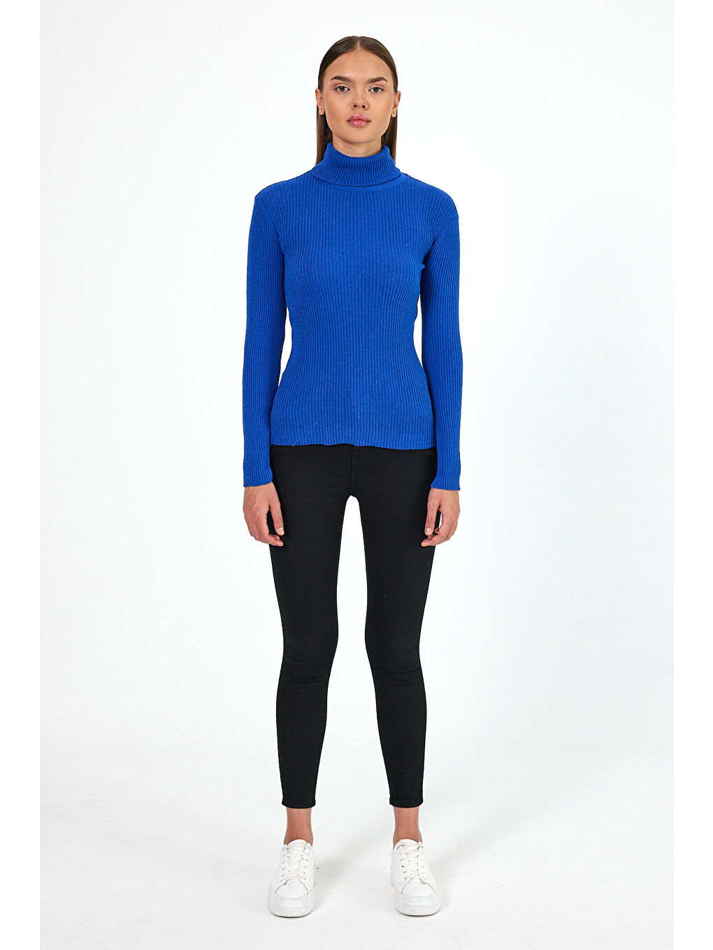 Mavi Kadın Balıkçı Yaka Orlon Badi Triko 4452-4