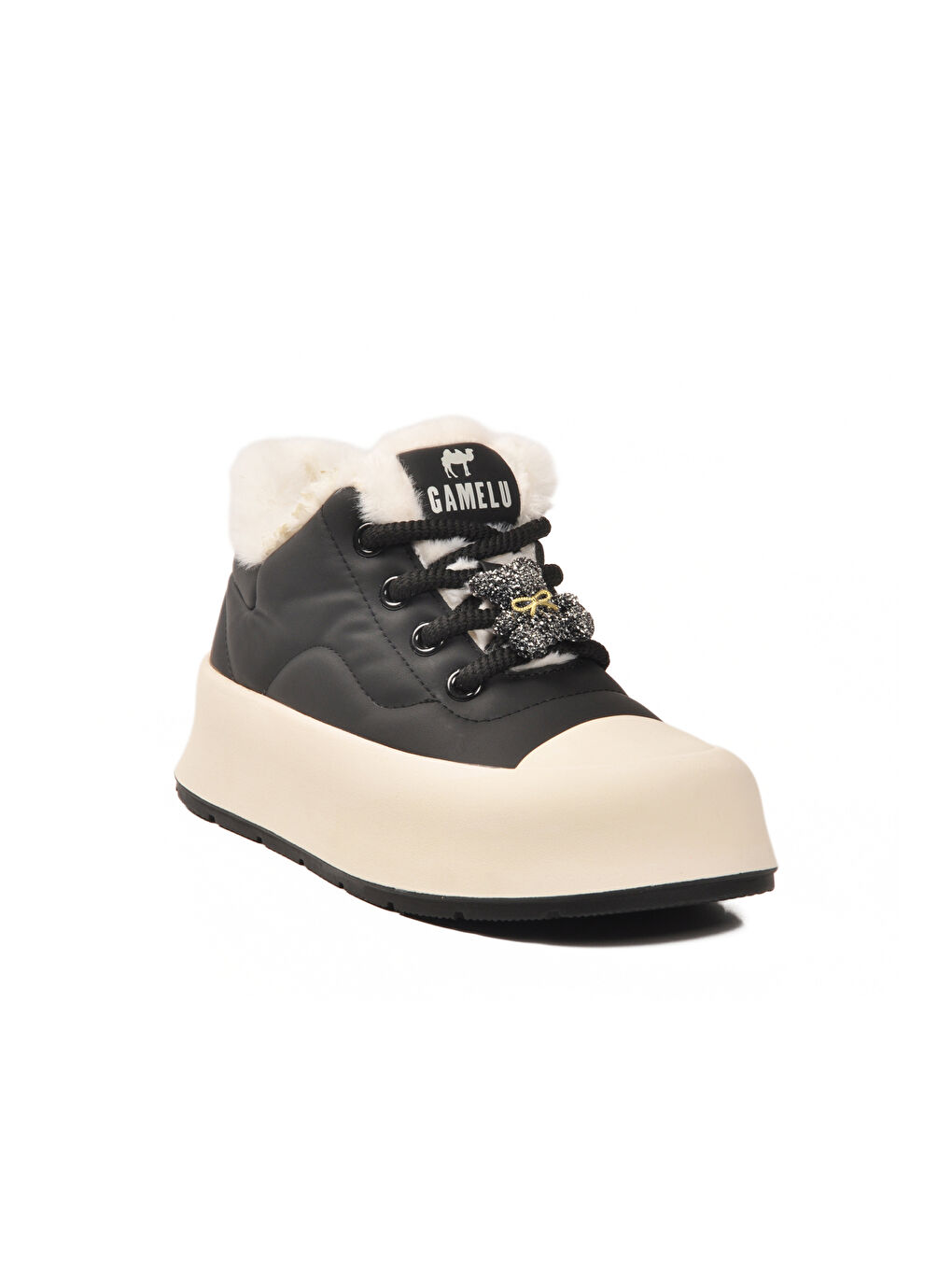 Siyah İçi Küklü Bağcıklı Soğuğa Dirençli Kadın Sneaker Chizy Z-2