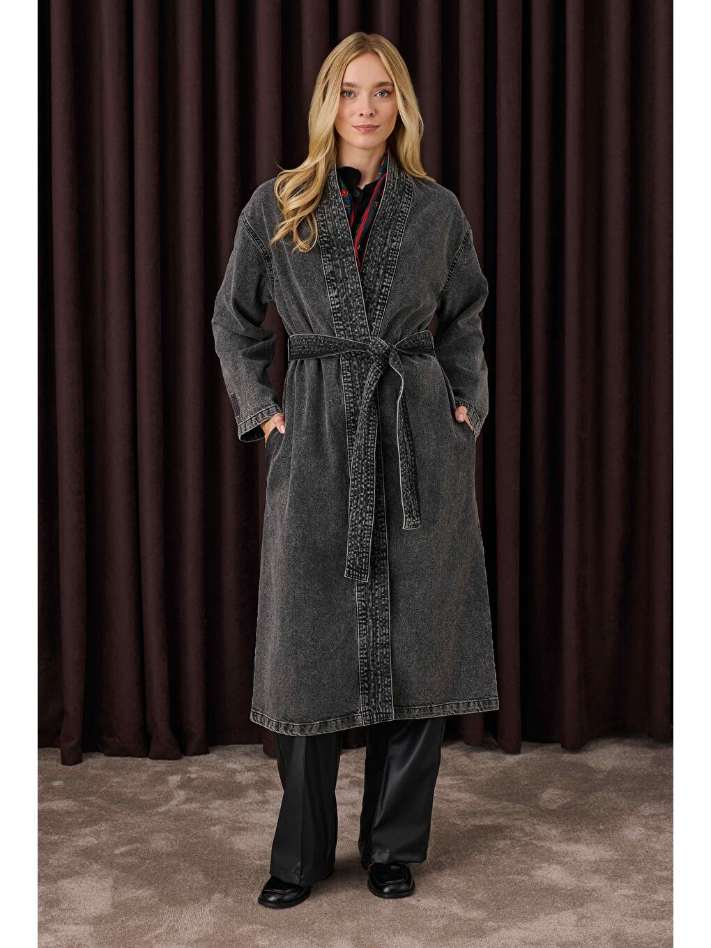 Denim Trençkot Antrasit