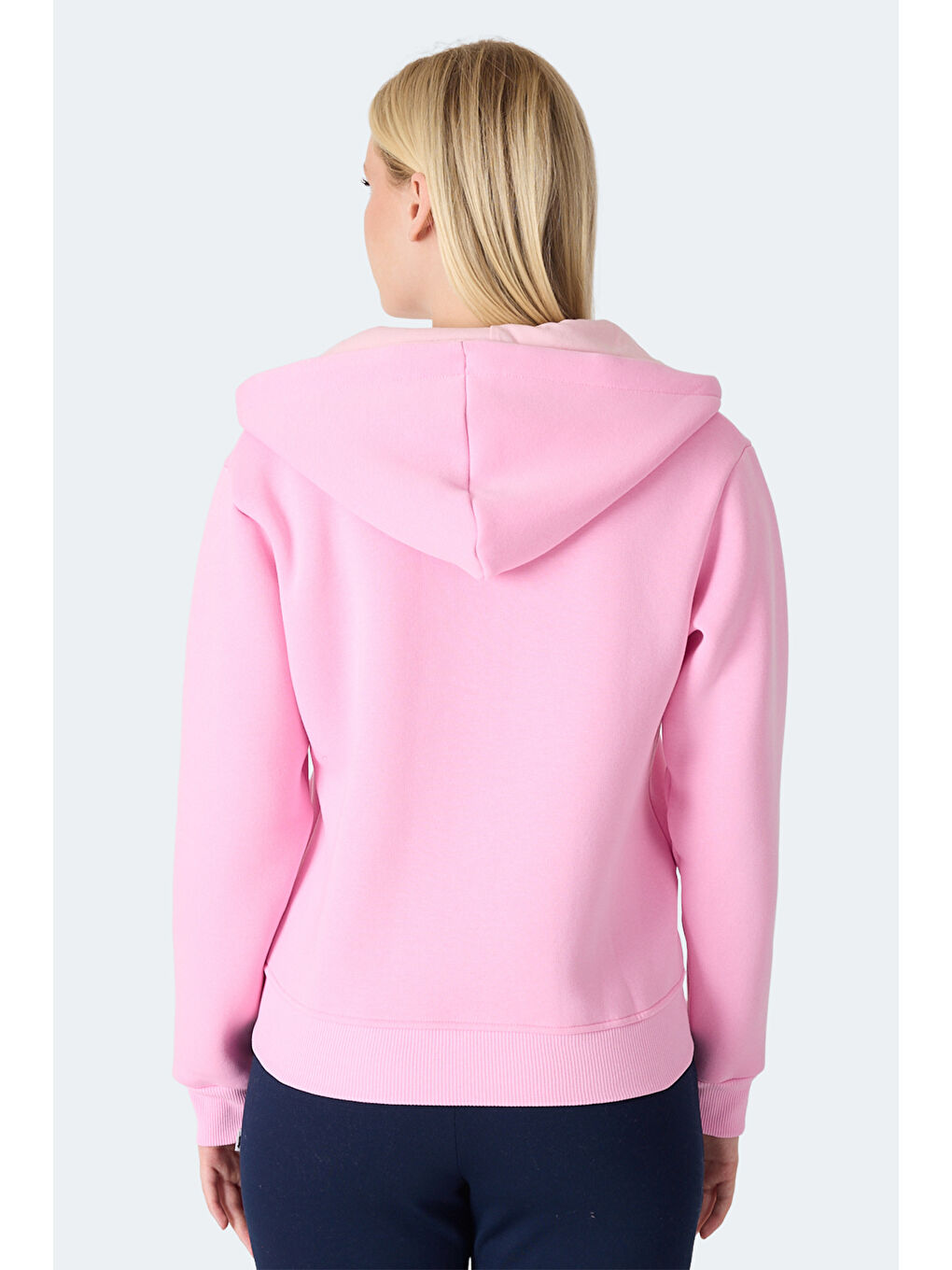 MILIO I Kadın Fermuarlı Kapüşonlu Cepli Pembe Sweatshırt-2