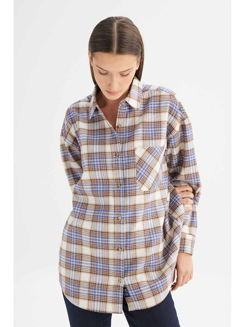 Karışık Loose Fit Rahat Kesim Çok Renkli Ekose Gömlek-2