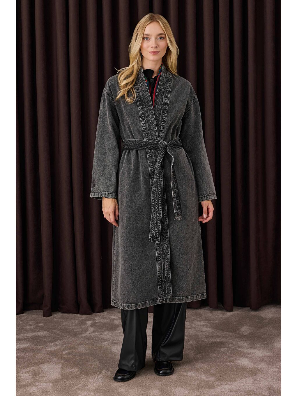 Denim Trençkot Antrasit-2