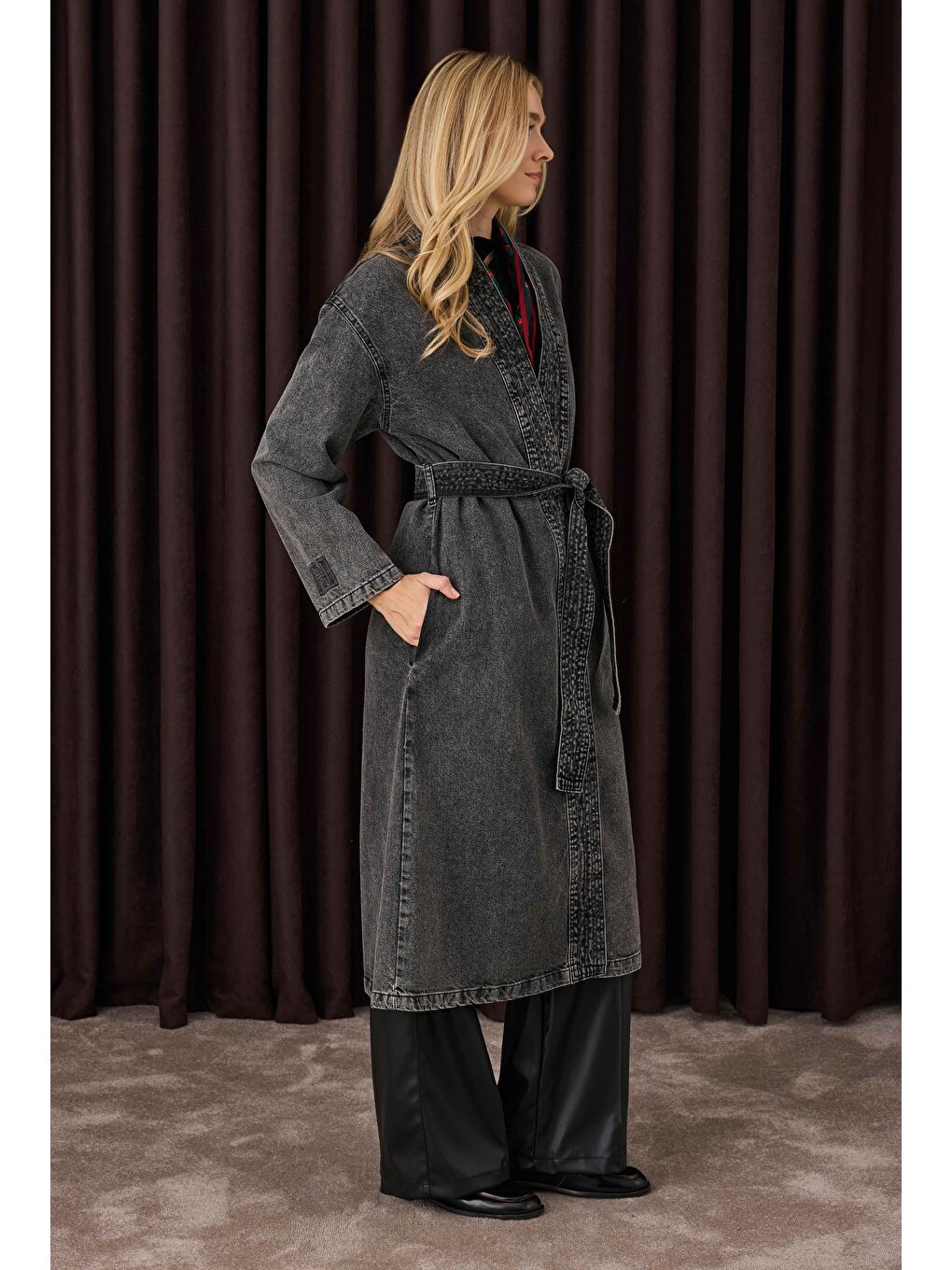 Denim Trençkot Antrasit-4