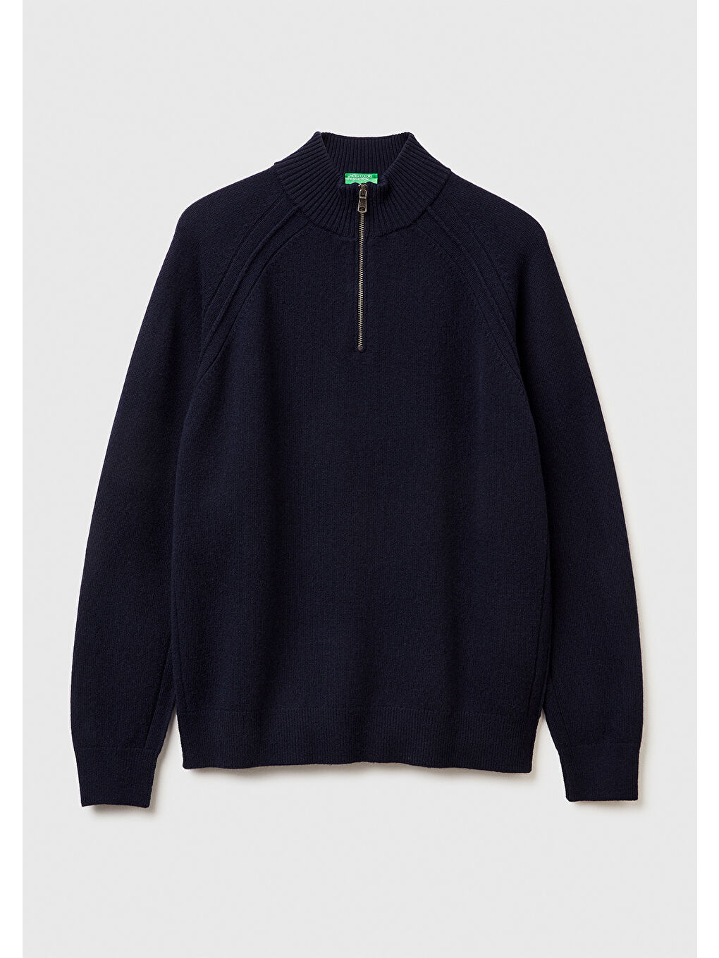 Erkek Lacivert %100 Yün Fermuar Detaylı Dik Yaka Kazak