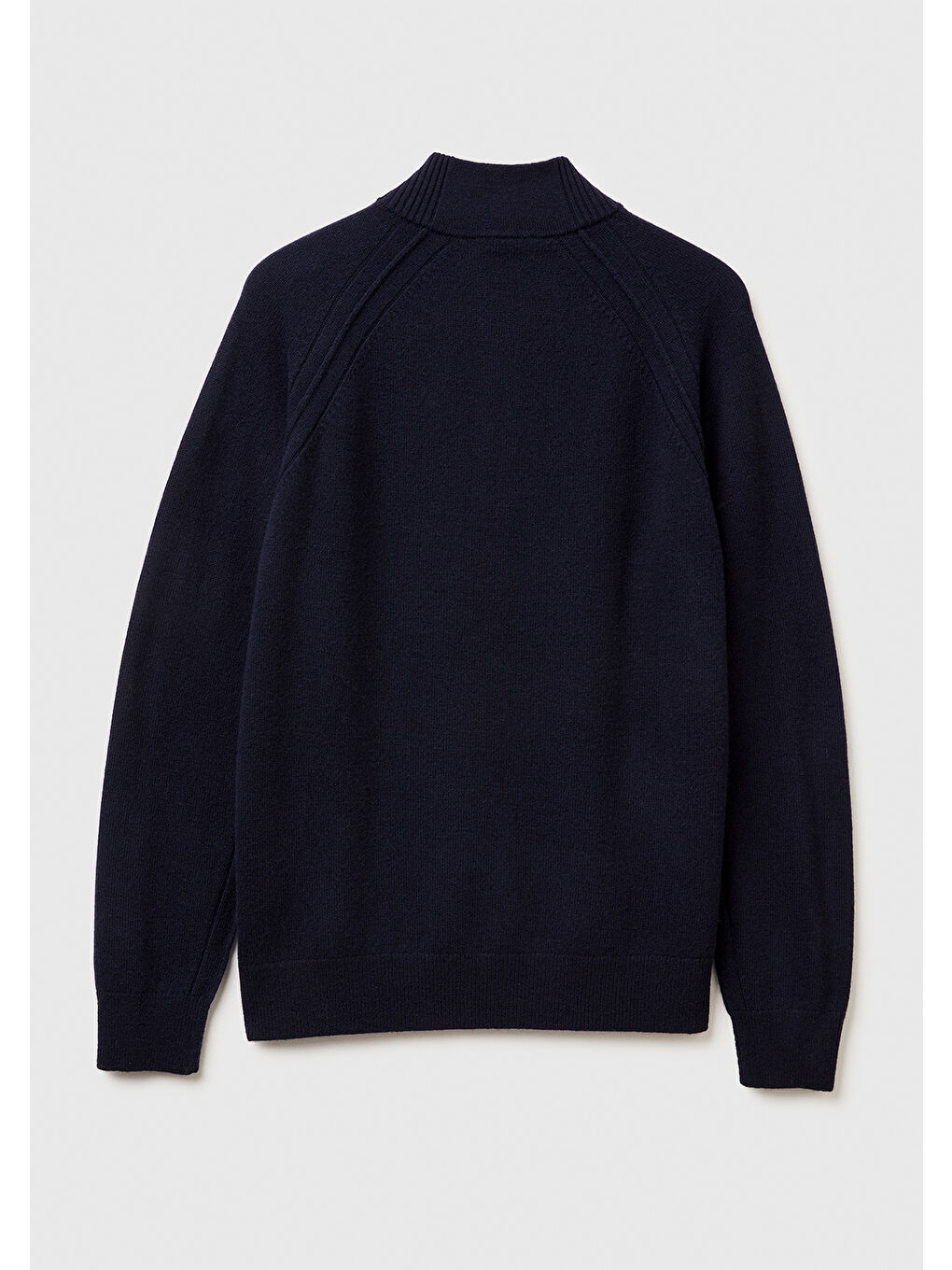 Erkek Lacivert %100 Yün Fermuar Detaylı Dik Yaka Kazak-1