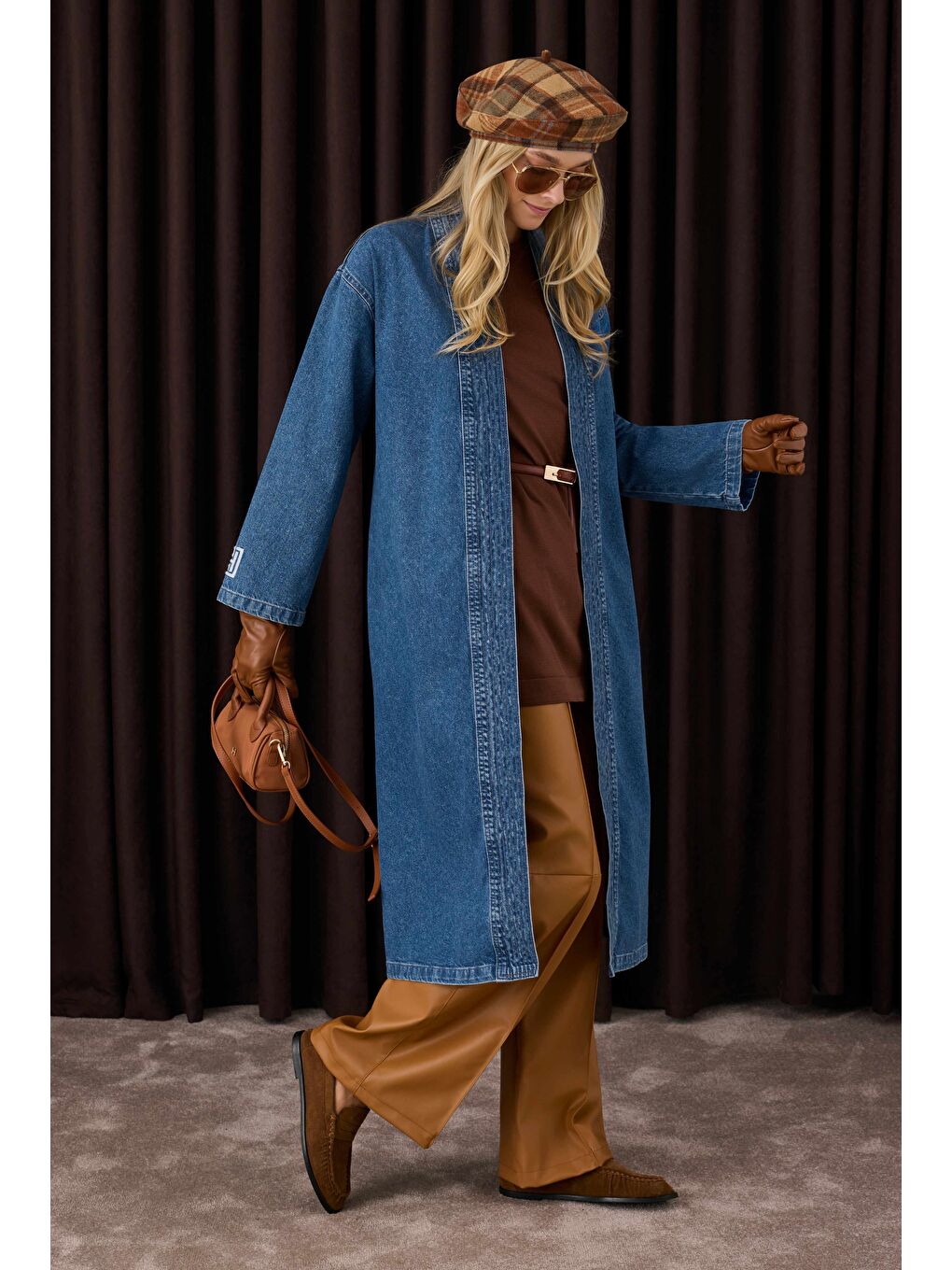 Yeşil Denim Trençkot Mavi-1