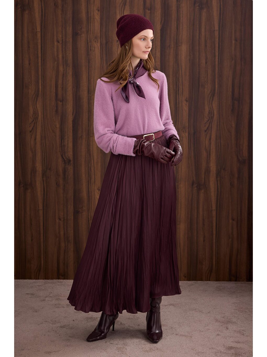 Mor İnce Tüylü Basic Kazak Violet