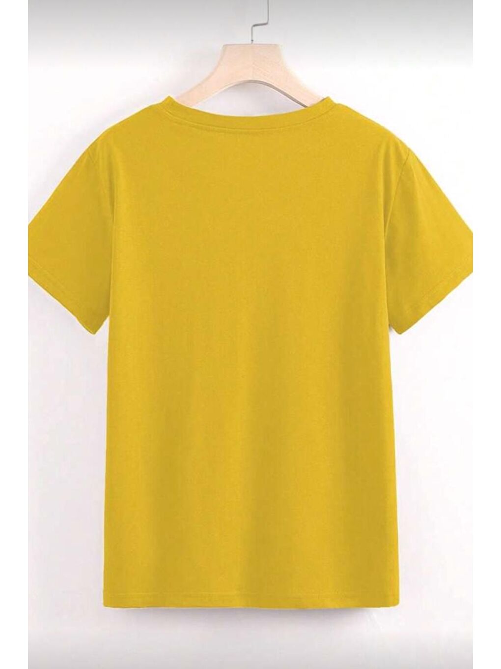 Sarı Gold Cherry Kadın Oversize Ön Baskılı Bisiklet Yaka Pamuklu T-Shirt Rahat Kesim-1