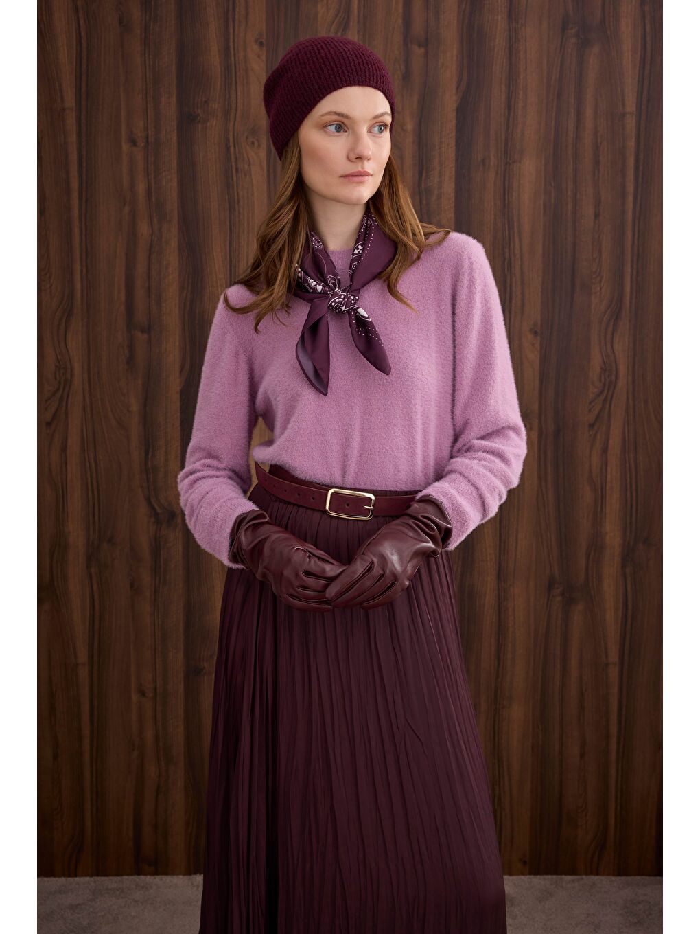 Mor İnce Tüylü Basic Kazak Violet-3