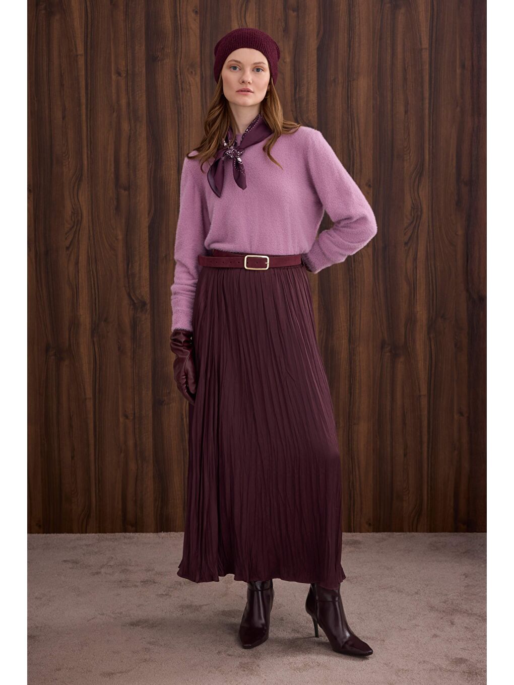 Mor İnce Tüylü Basic Kazak Violet-4