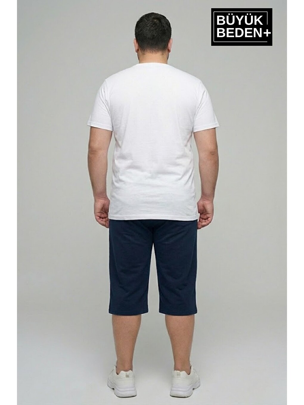 Lacivert Büyük Beden Erkek N Baskılı Şort Rahat Kalıp Basic Penye 3XL-6XL SPR26BSR591-19-2