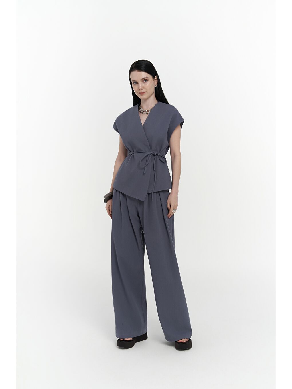 Sorrenio İndigo Yelek Pantolon Takım-5