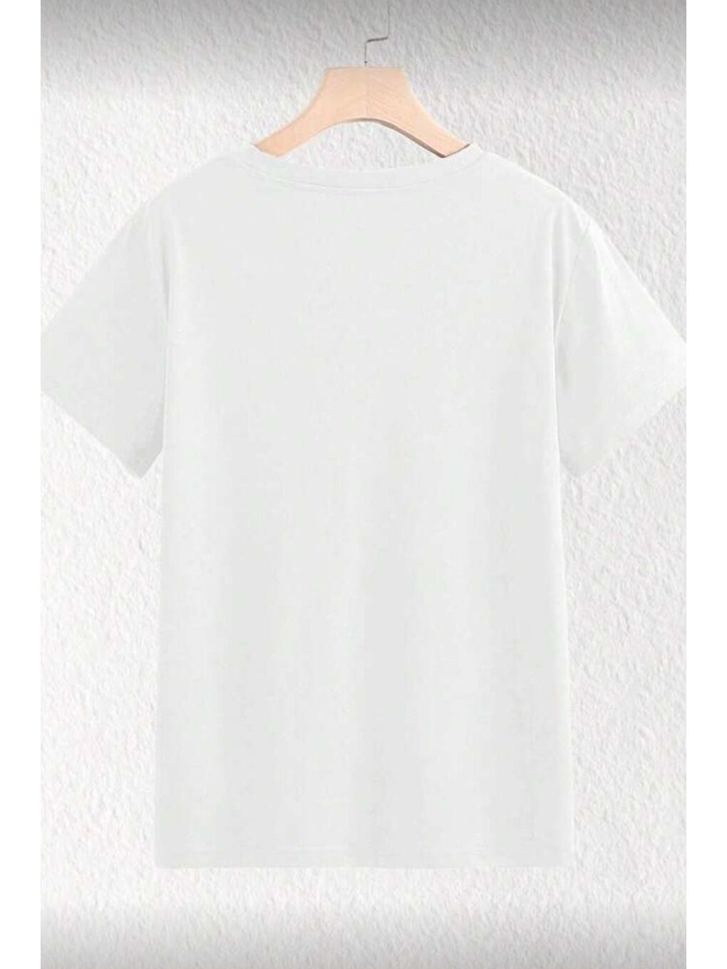 Beyaz Gold Cherry Kadın Oversize Ön Baskılı Bisiklet Yaka Pamuklu T-Shirt Rahat Kesim-1