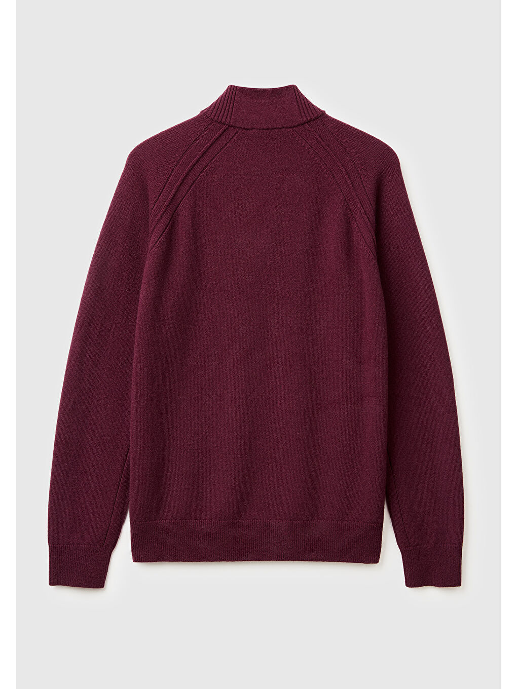 Erkek Mürdüm %100 Yün Fermuar Detaylı Dik Yaka Kazak-1