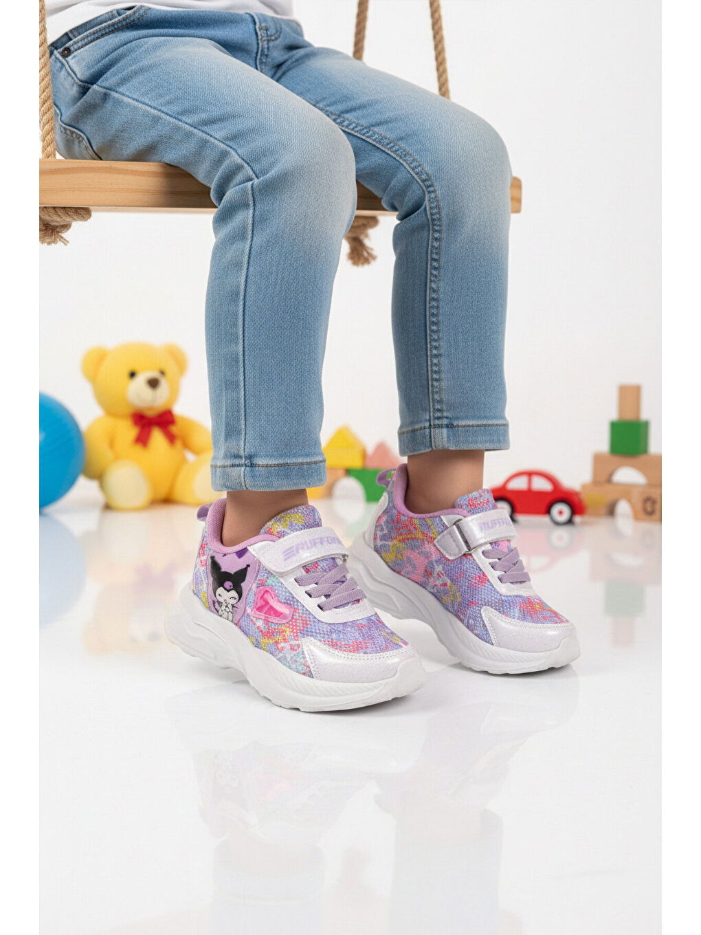 Lila Fileli Cırtlı Kız Çocuk Spor Ayakkabı Ruffon P-2