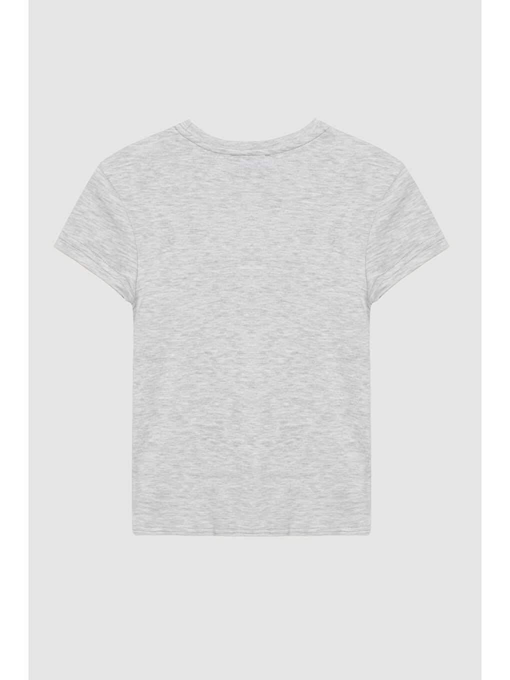 Beyaz Bisiklet Yaka Basic Tişört Karmelanj-4