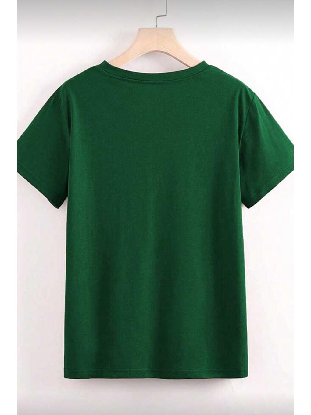 Yeşil Gold Cherry Kadın Oversize Ön Baskılı Bisiklet Yaka Pamuklu T-Shirt Rahat Kesim-1