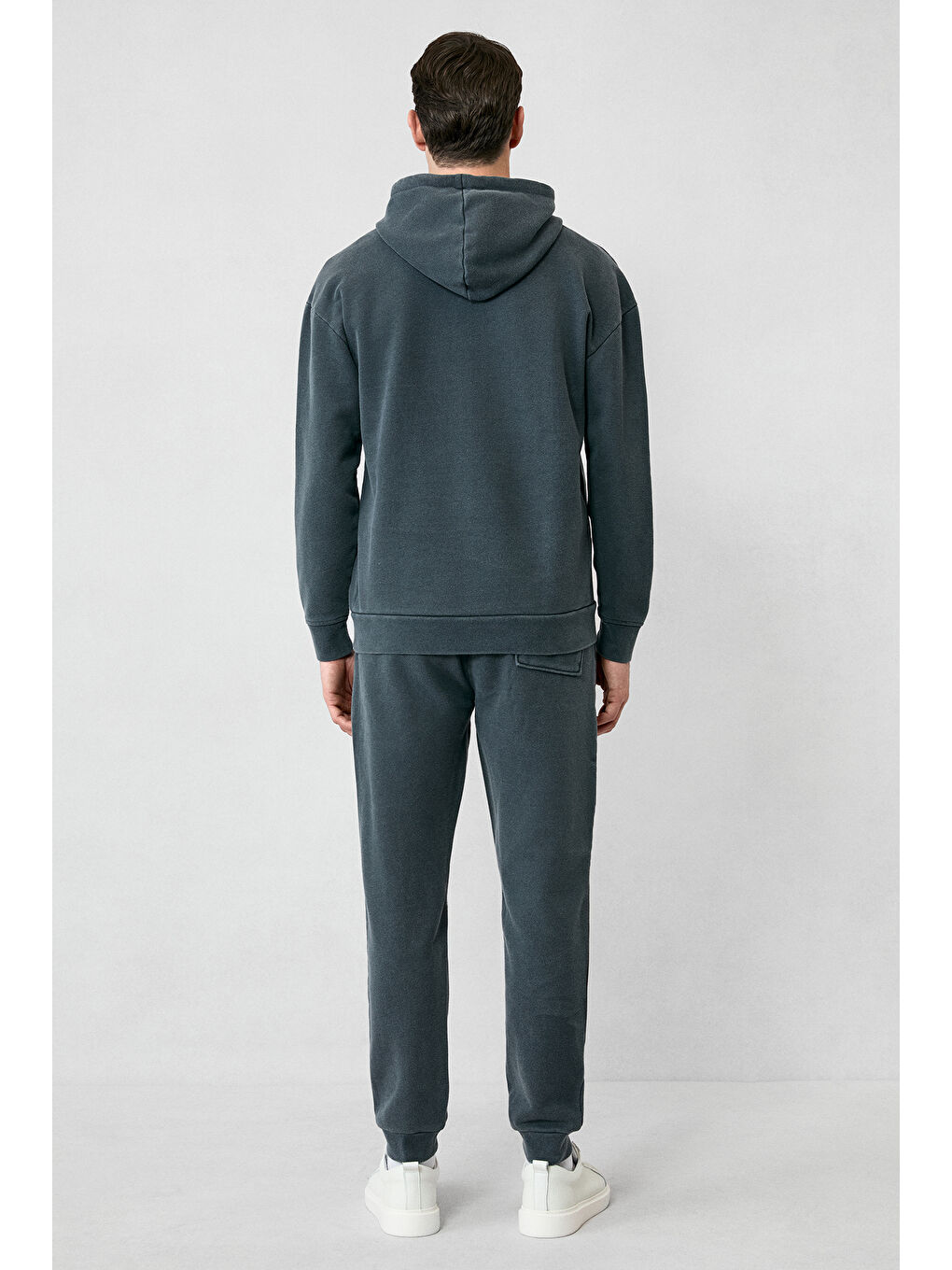 Antrasit Kapüşonlu Oversize Ekstra Rahat Kesim Pamuk Sweatshirt-7