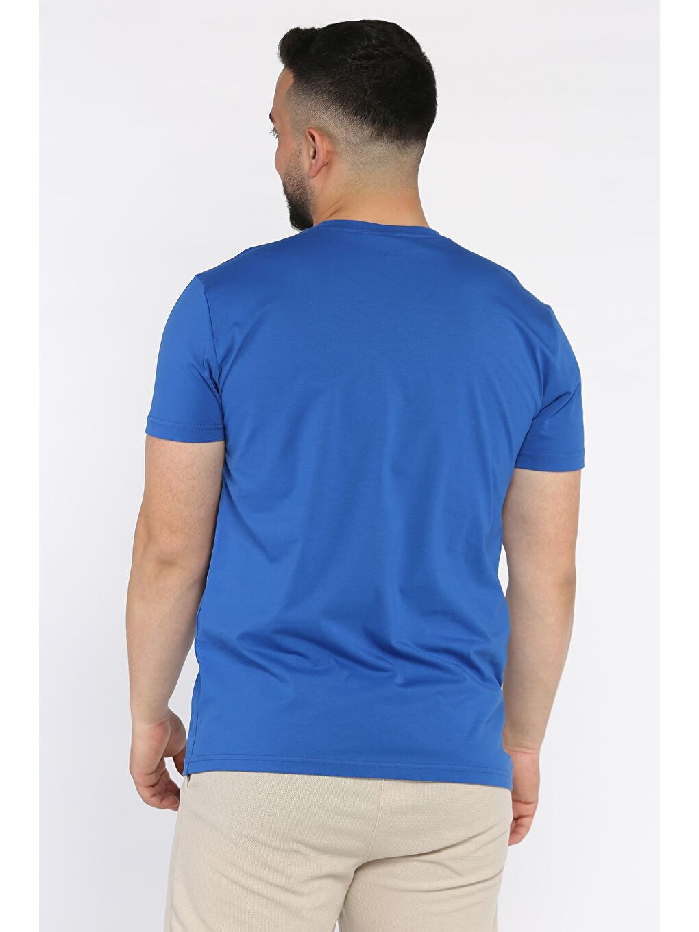 Mavi Bisiklet Yaka Nakışlı Erkek Tişört-2