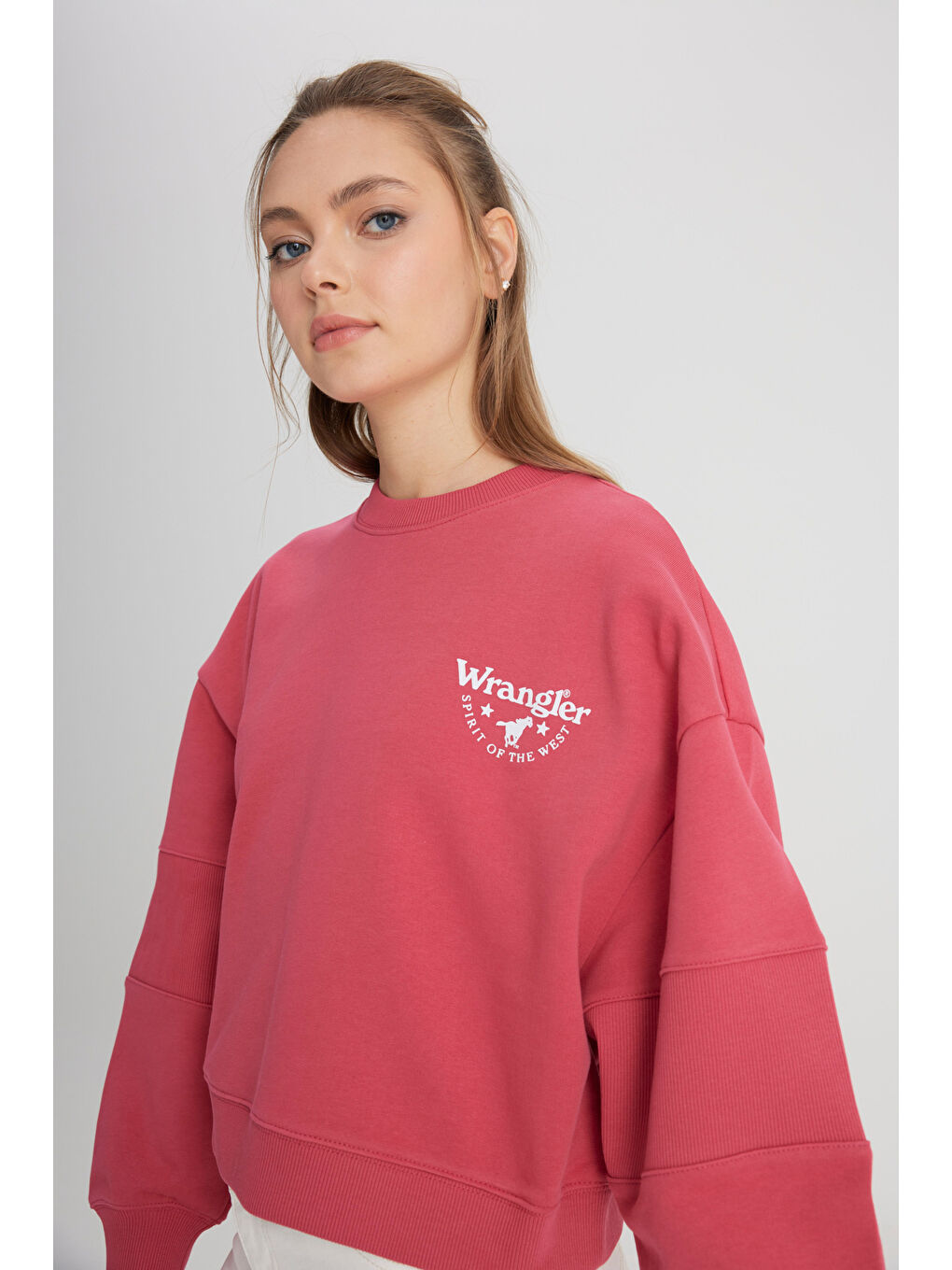 Relaxed Fit Geniş Kesim Bisiklet Yaka %100 Pamuk Bordo Sweatshirt-1