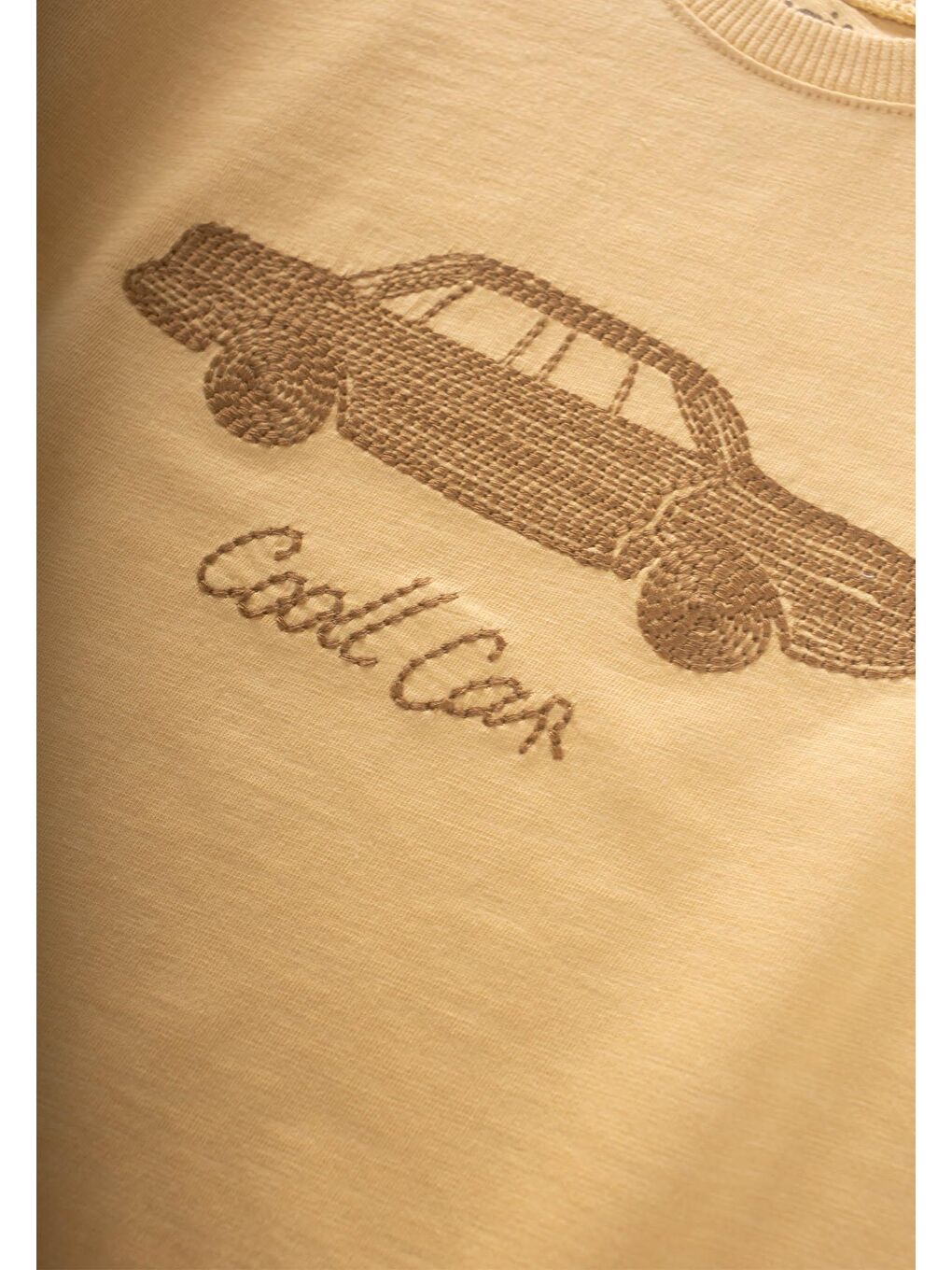 Sarı Punto Araba Nakışlı T-Shırt 2-10 Yaş Sundres-2