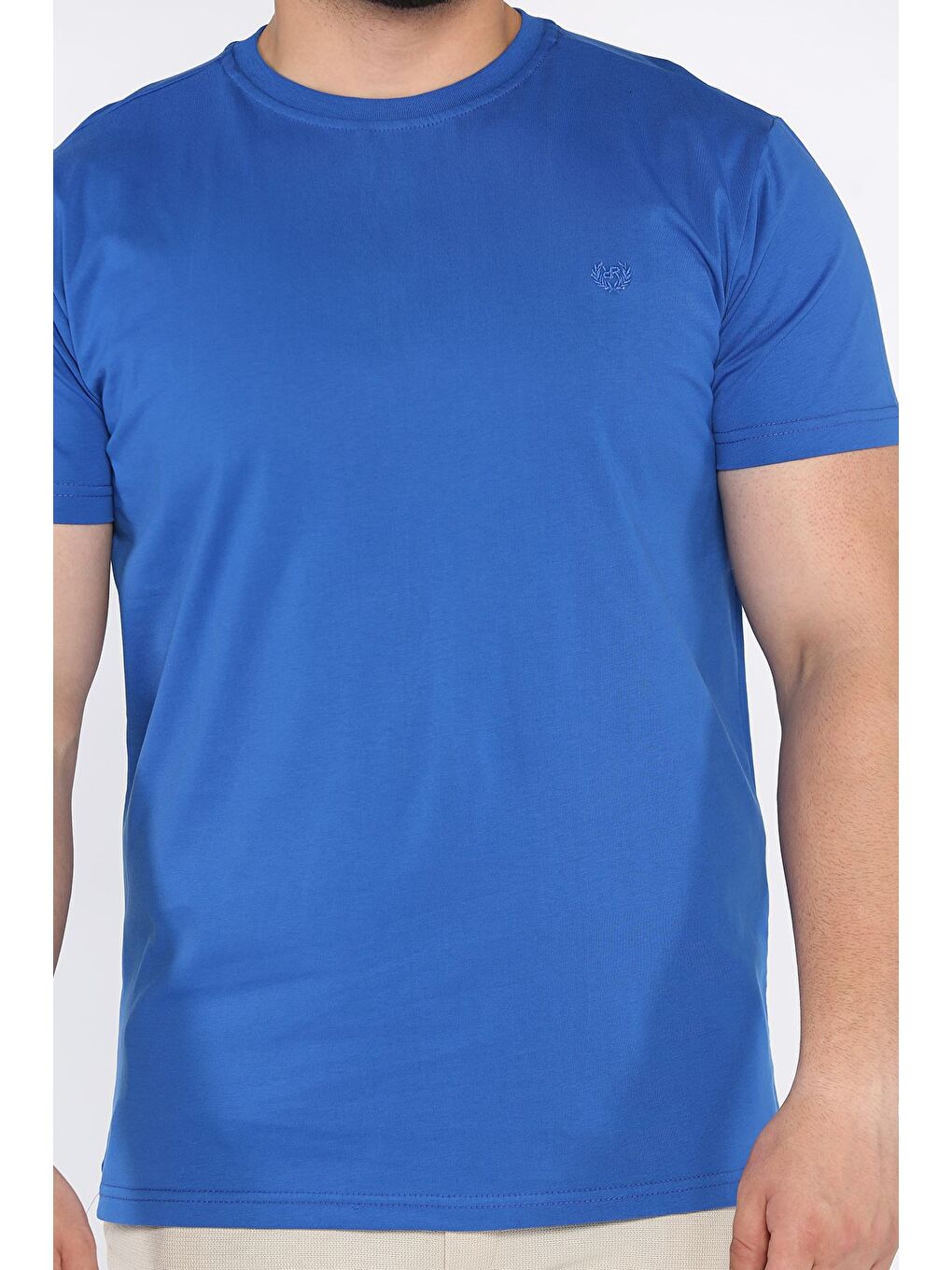 Mavi Bisiklet Yaka Nakışlı Erkek Tişört-3