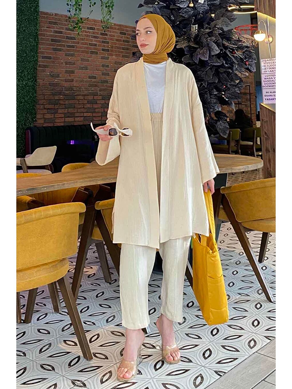 Bej Kimona İkili Takım Taş-3
