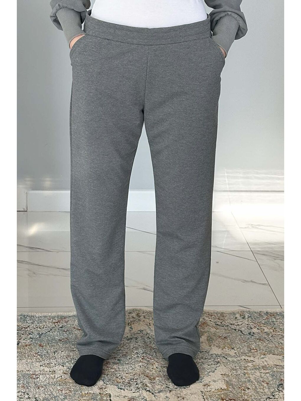 Büyük Beden Pantalon Görünümlü Kadın Eşofman Altı 5570 Antrasit