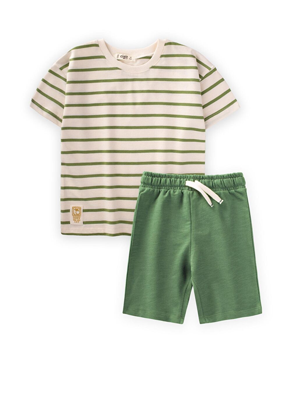 Çizgili Basic Kaprili Takım 2-7 Yaş Yağ Yeşil Çizgili