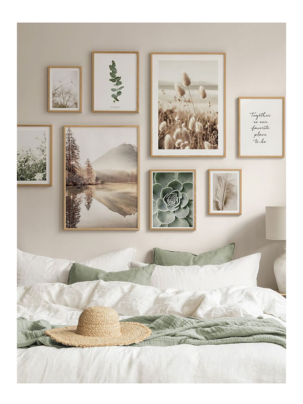 Beyaz 8 Parça Ahşap Çerçeve Görünümlü Mdf Tablo Seti - STKO30