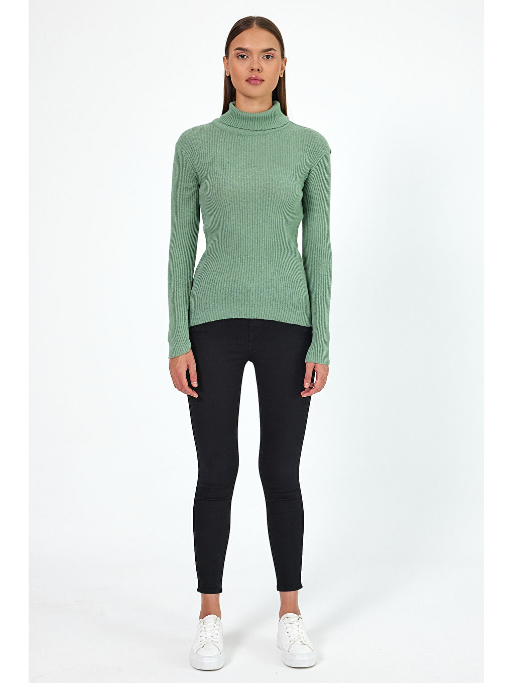 Yeşil Kadın Balıkçı Yaka Orlon Badi Triko 4452-1