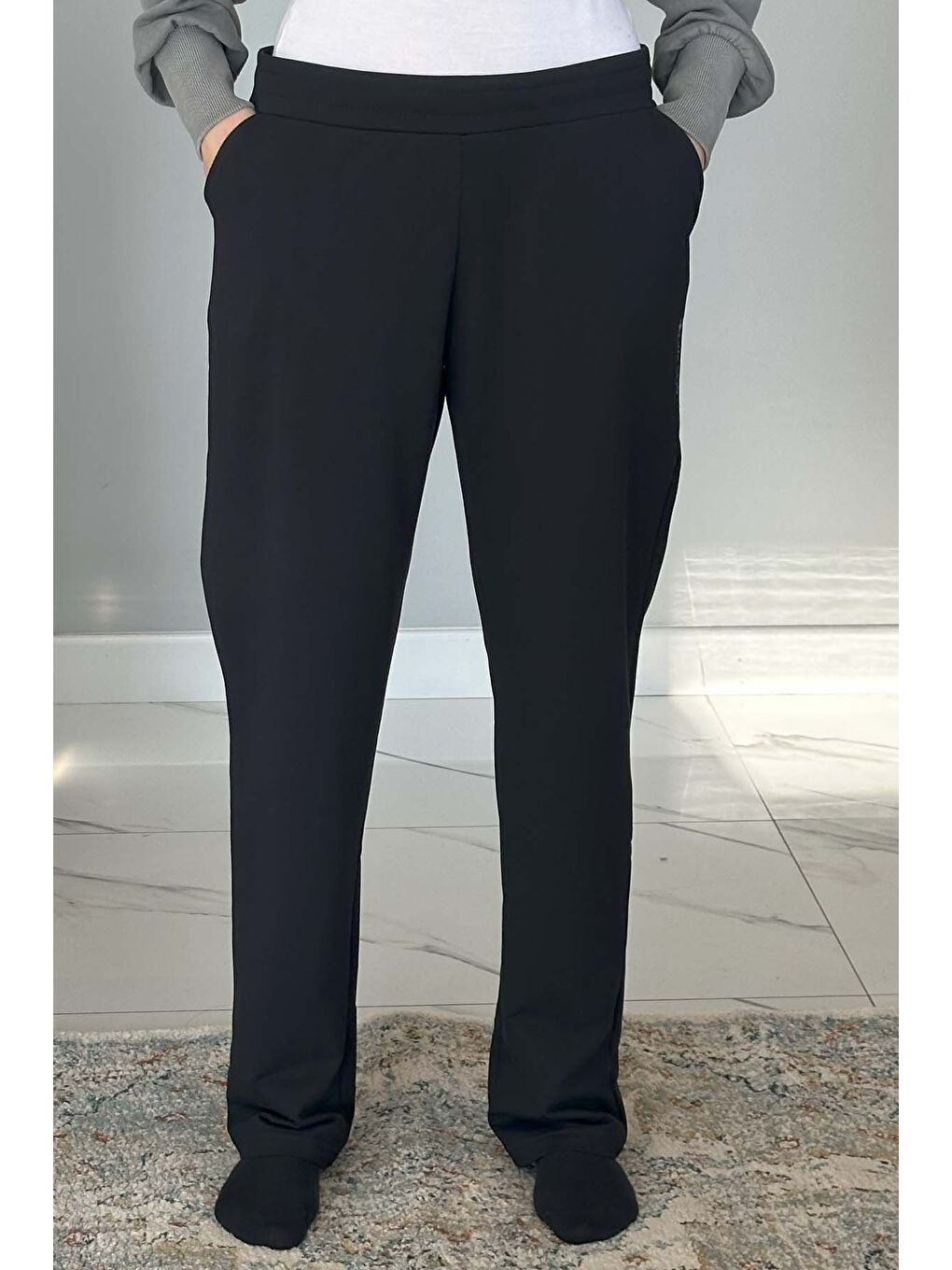 Büyük Beden Pantalon Görünümlü Kadın Eşofman Altı 5570 Lacivert-1