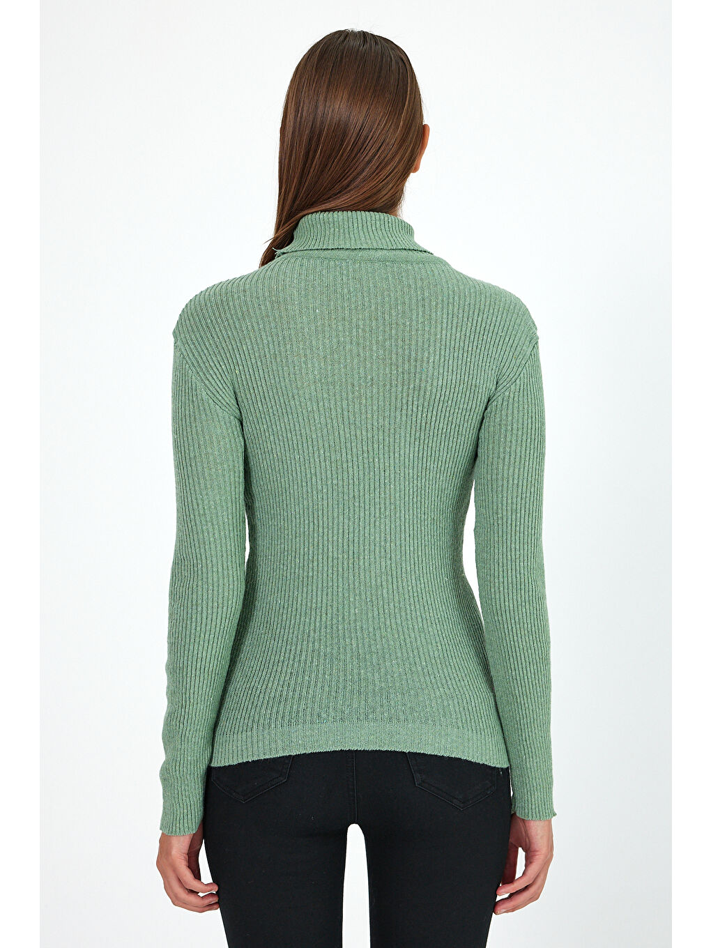 Yeşil Kadın Balıkçı Yaka Orlon Badi Triko 4452-3