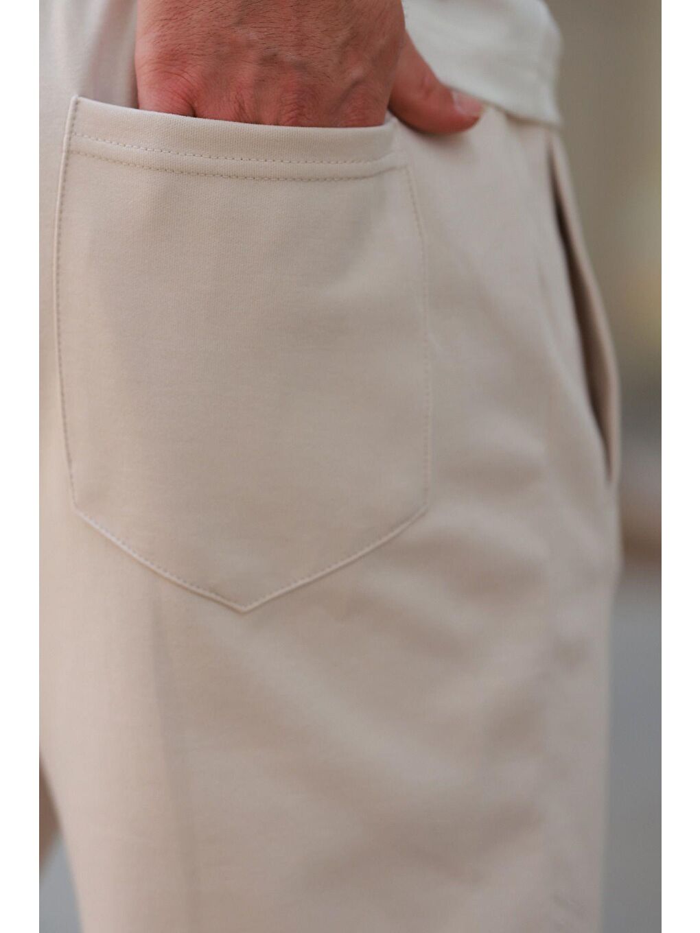 Bej Manşetli Erkek Eşofman Altı E6570-1