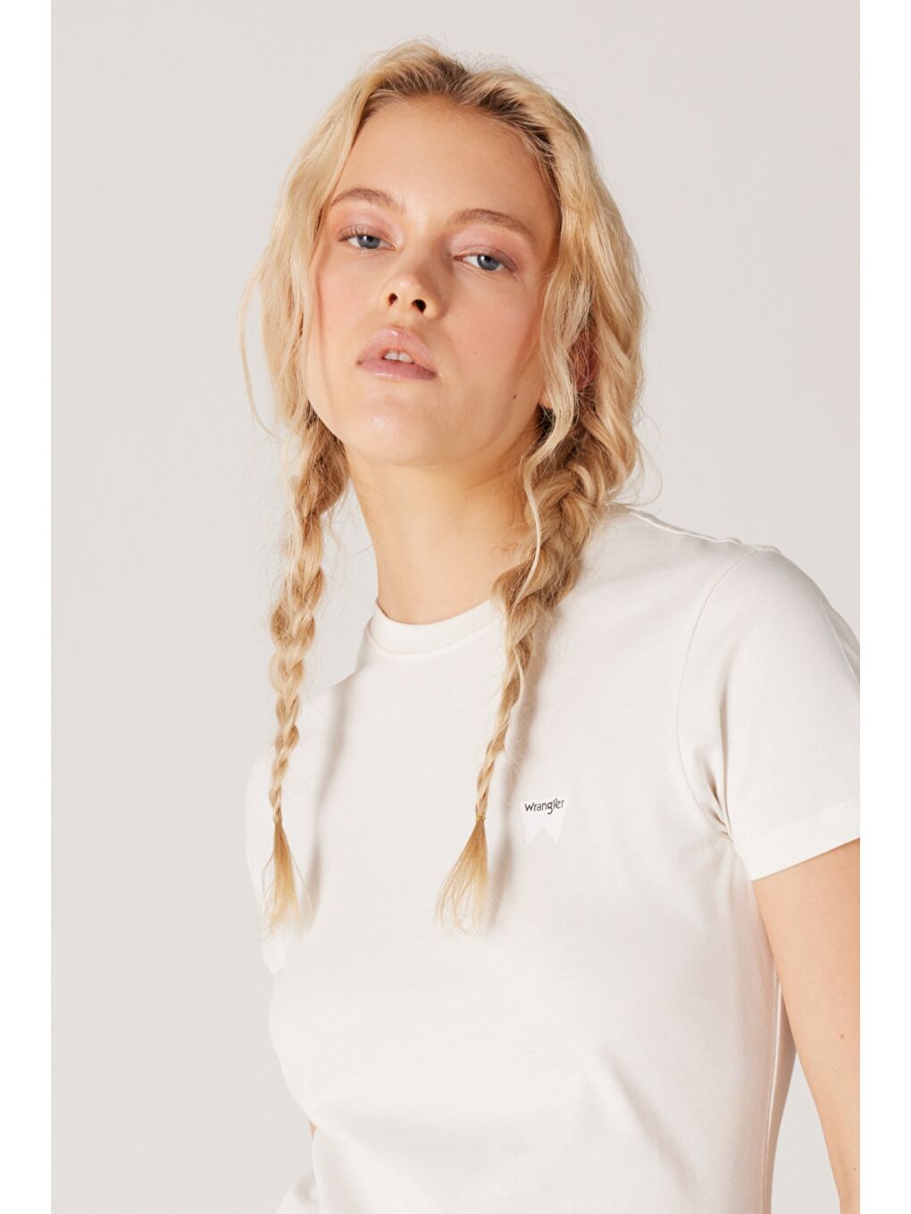 Slim Fit Dar Kesim %100 Pamuk Bisiklet Kırık Beyaz Tişört-3