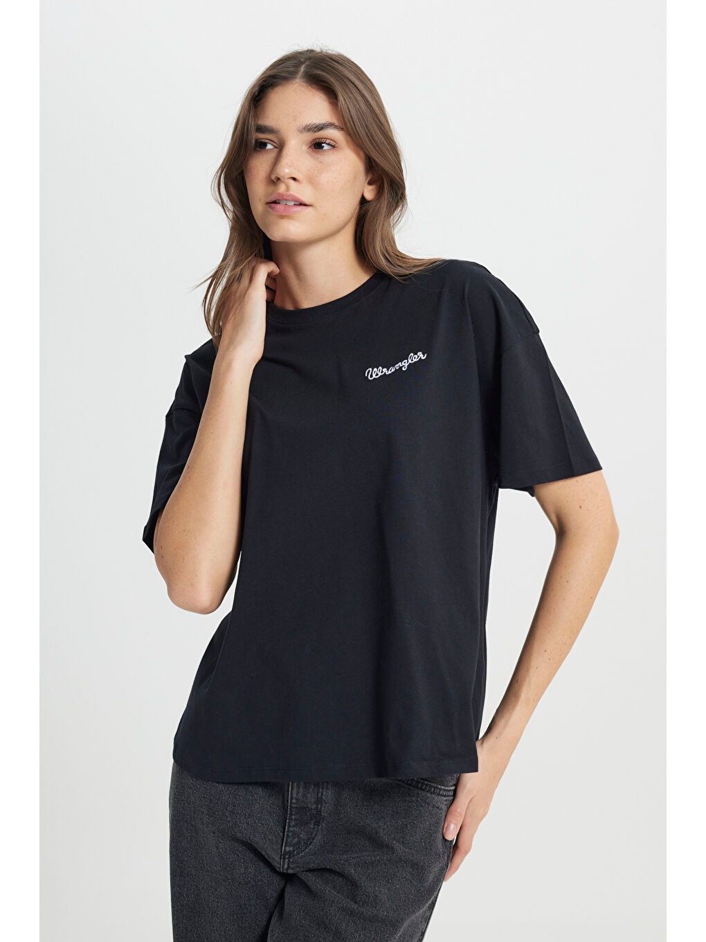 Regular Fit Normal Kesim Bisiklet Yaka %100 Pamuk Siyah Tişört-1