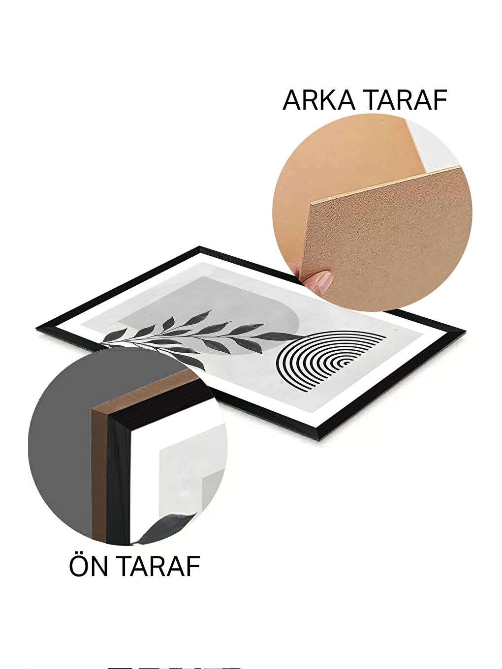 Beyaz 3 Parça Siyah Çerçeve Görünümlü MDF Poster Tablo Seti 15x20 cm - Set 34-1