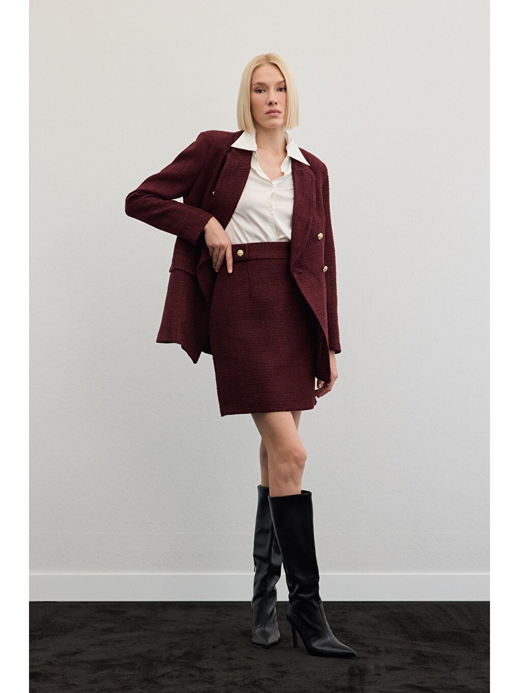 Mini Boy Tüvit Etek - Bordo-2