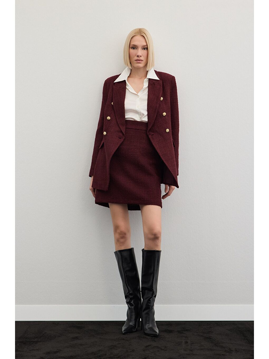 Mini Boy Tüvit Etek - Bordo-4