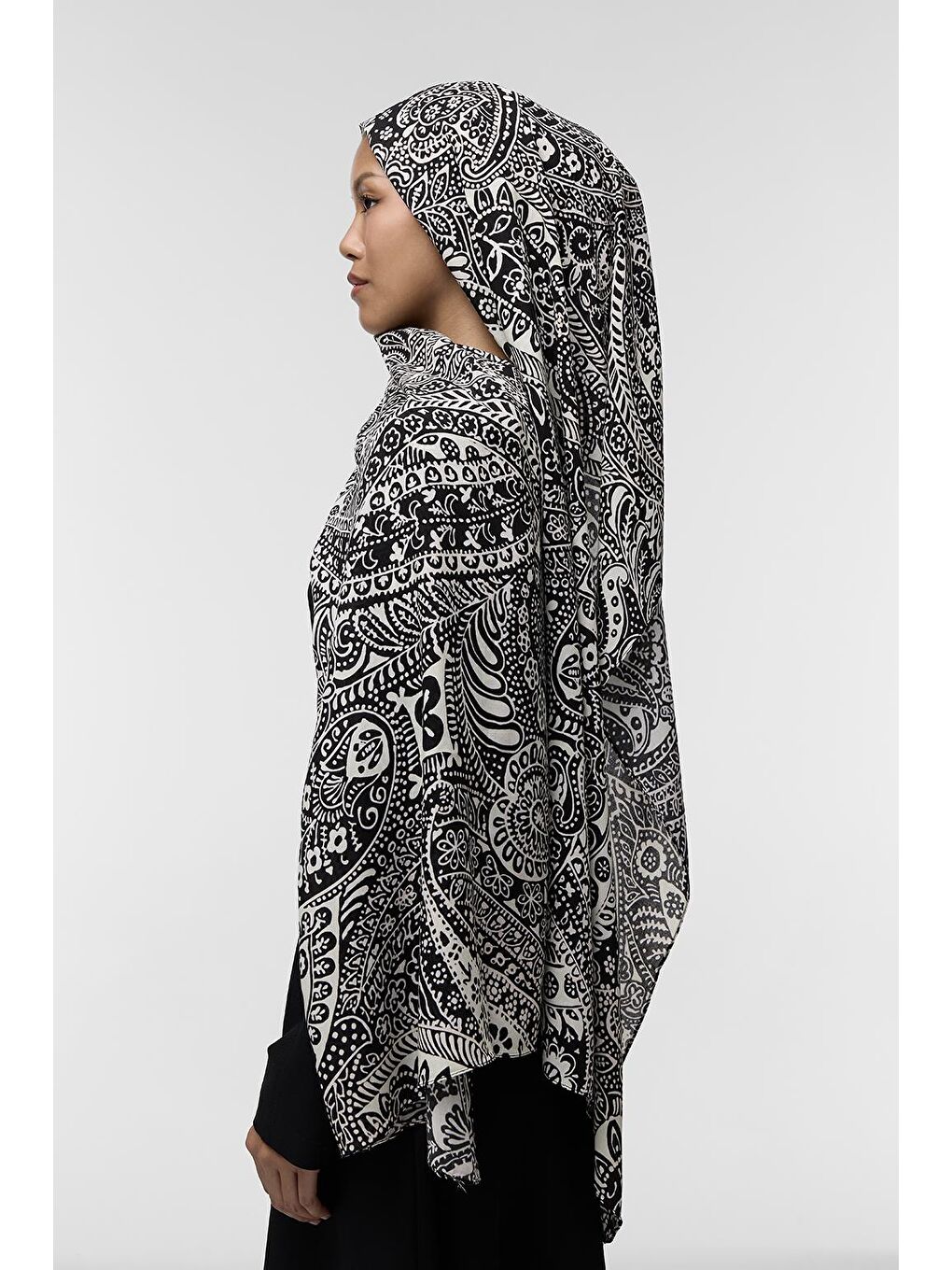 Beyaz Deluxe Şal Richa Desenli-4