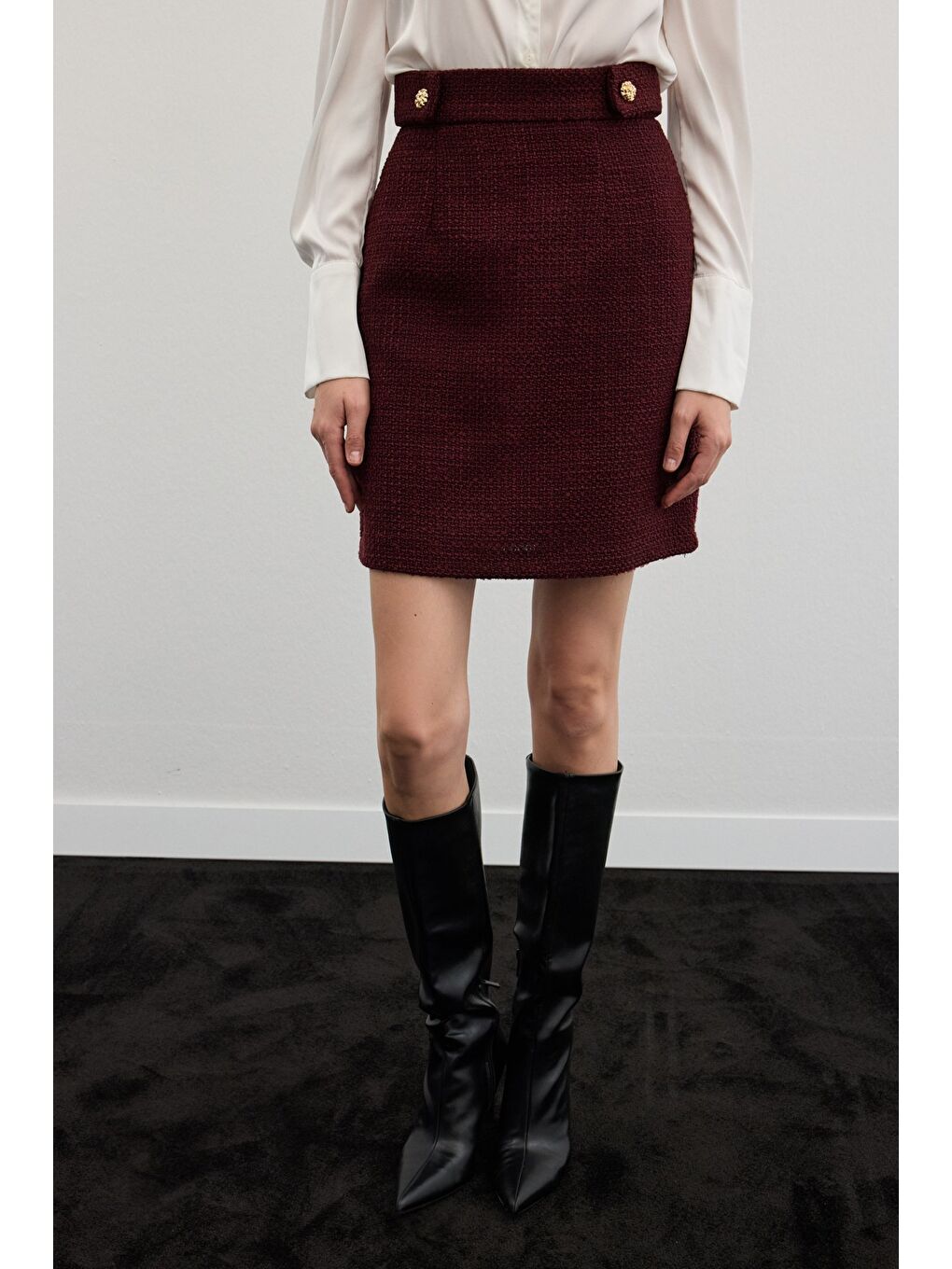 Mini Boy Tüvit Etek - Bordo-6