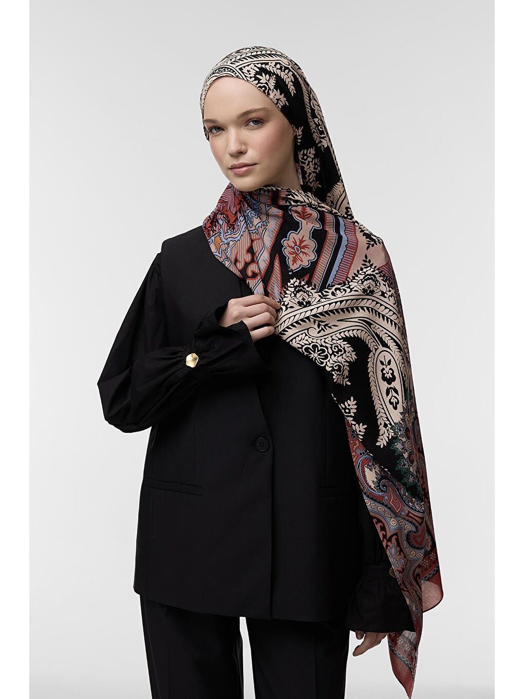 Bordo Deluxe Şal Neha Desenli