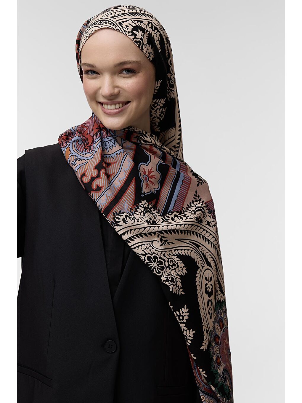 Bordo Deluxe Şal Neha Desenli-2