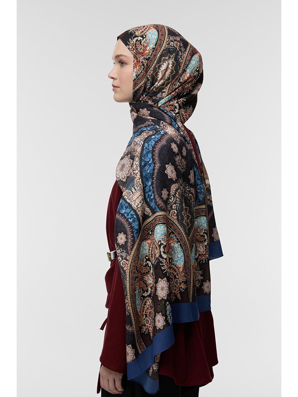 Siyah Deluxe Şal Lata Desenli-5