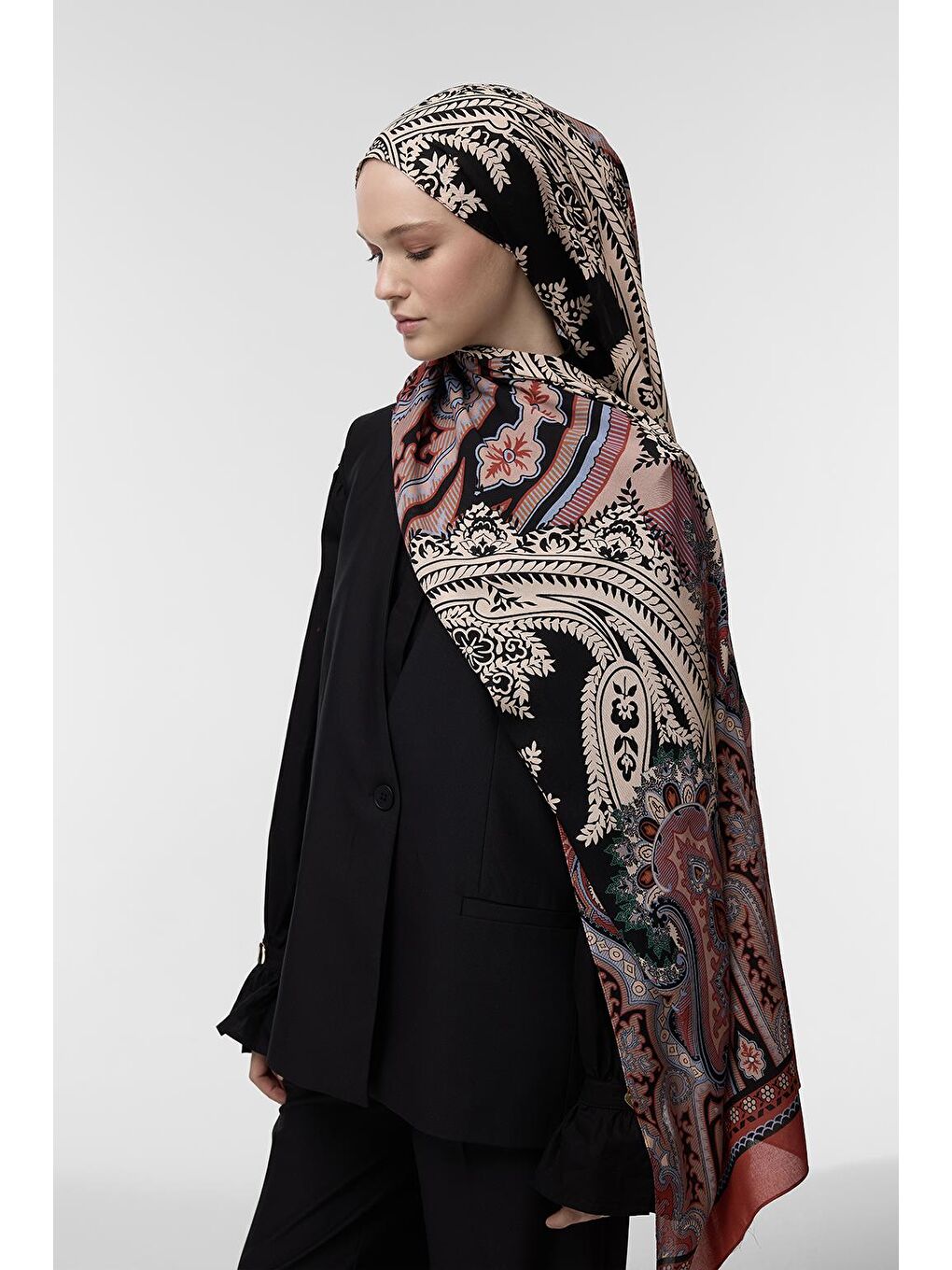 Bordo Deluxe Şal Neha Desenli-3