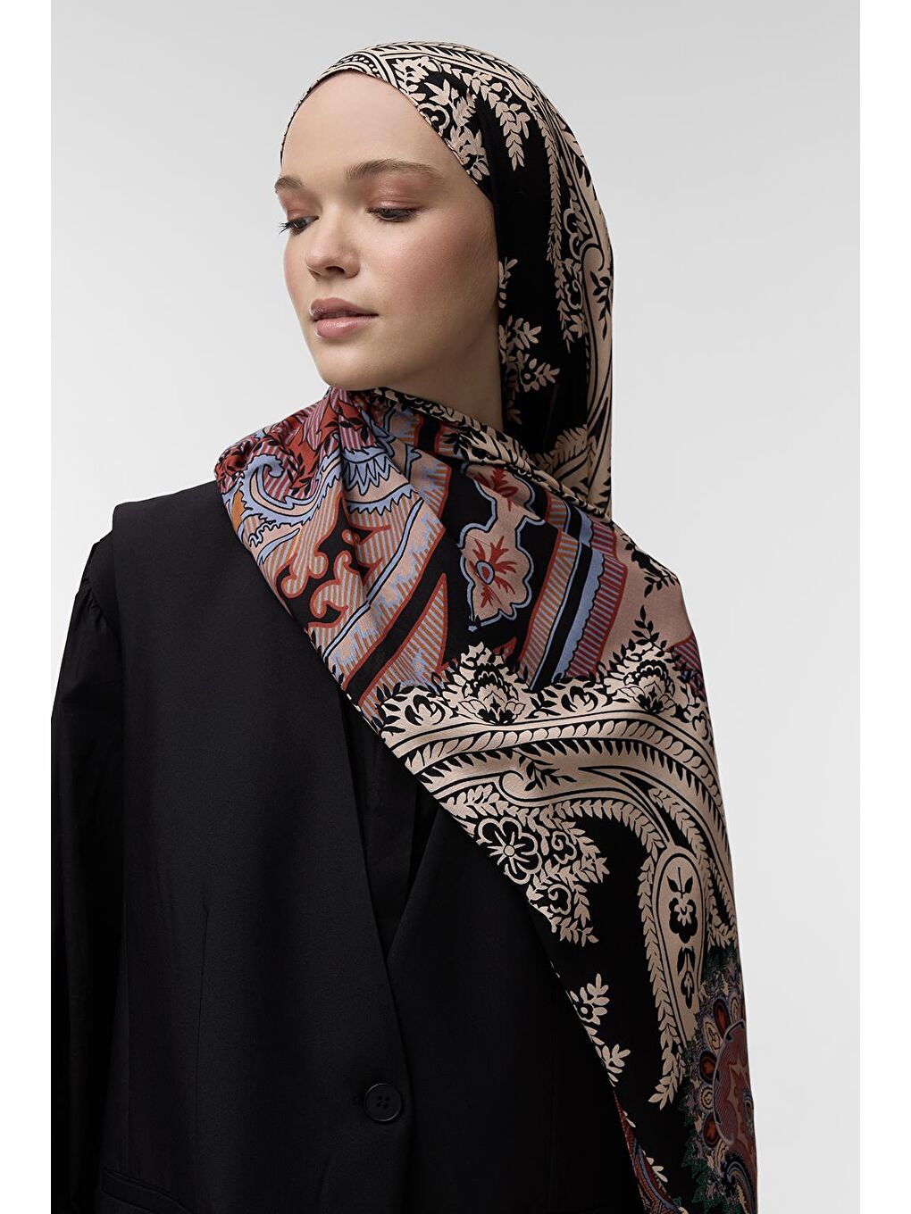 Bordo Deluxe Şal Neha Desenli-4