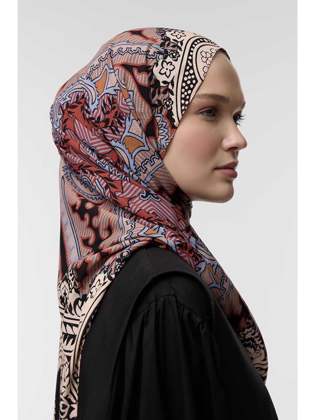 Bordo Deluxe Şal Neha Desenli-5