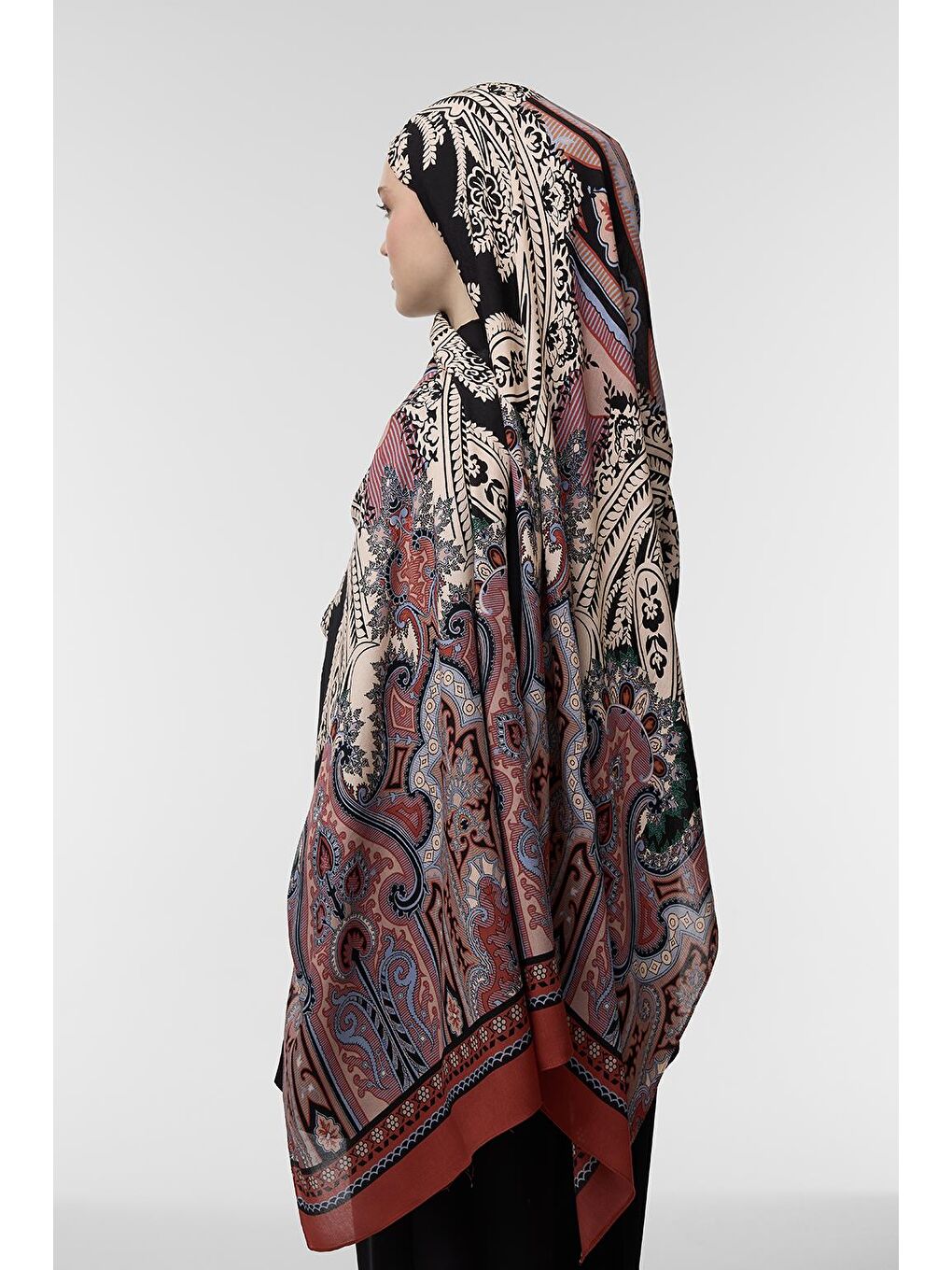 Bordo Deluxe Şal Neha Desenli-6