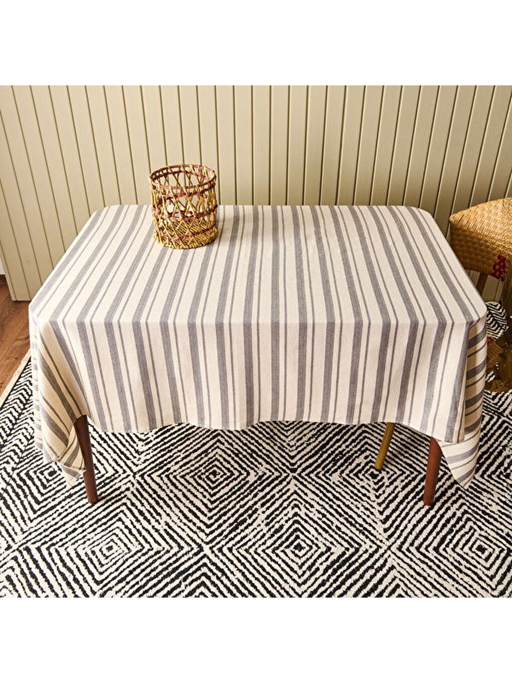 Soft Alno Masa Örtüsü - Ekru / Antrasit - 140x200 cm